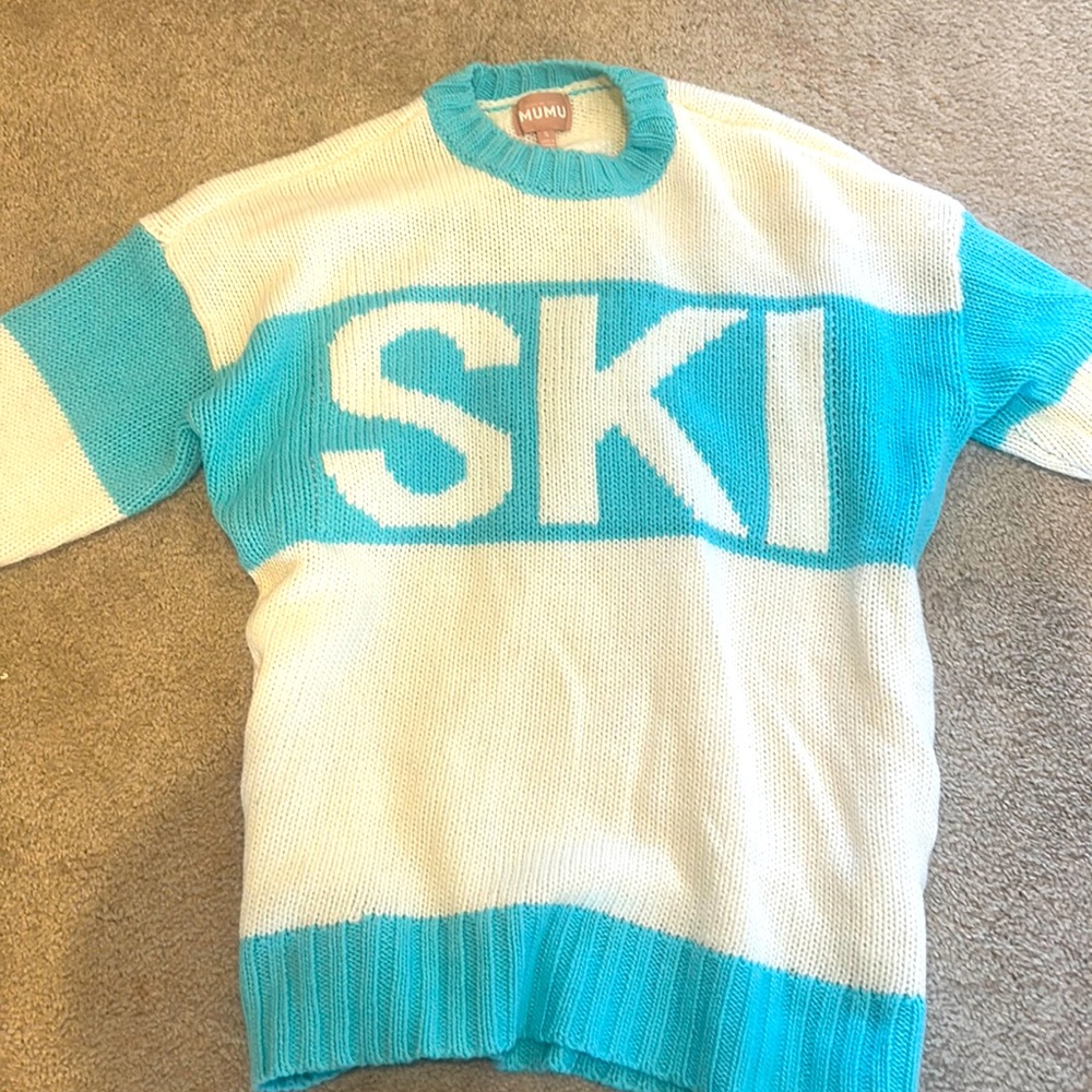 Show Me Your MuMu White and Blue SKI Sweater